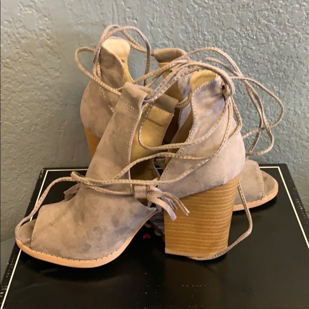 Lace Up Open Toed Bootie